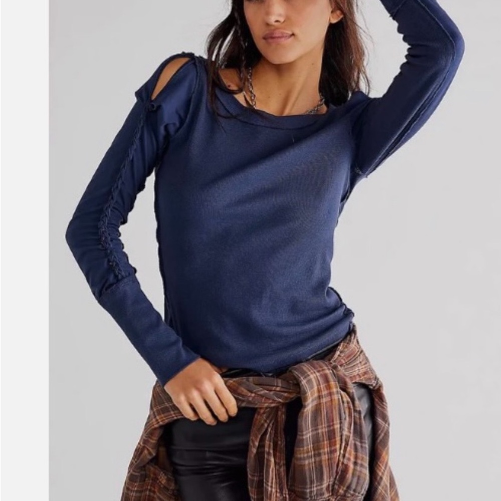 - Free People We the Free Daisy Chain Cuff Link Ribbed Top